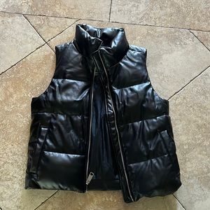 Hollister black leather Puffer Vest